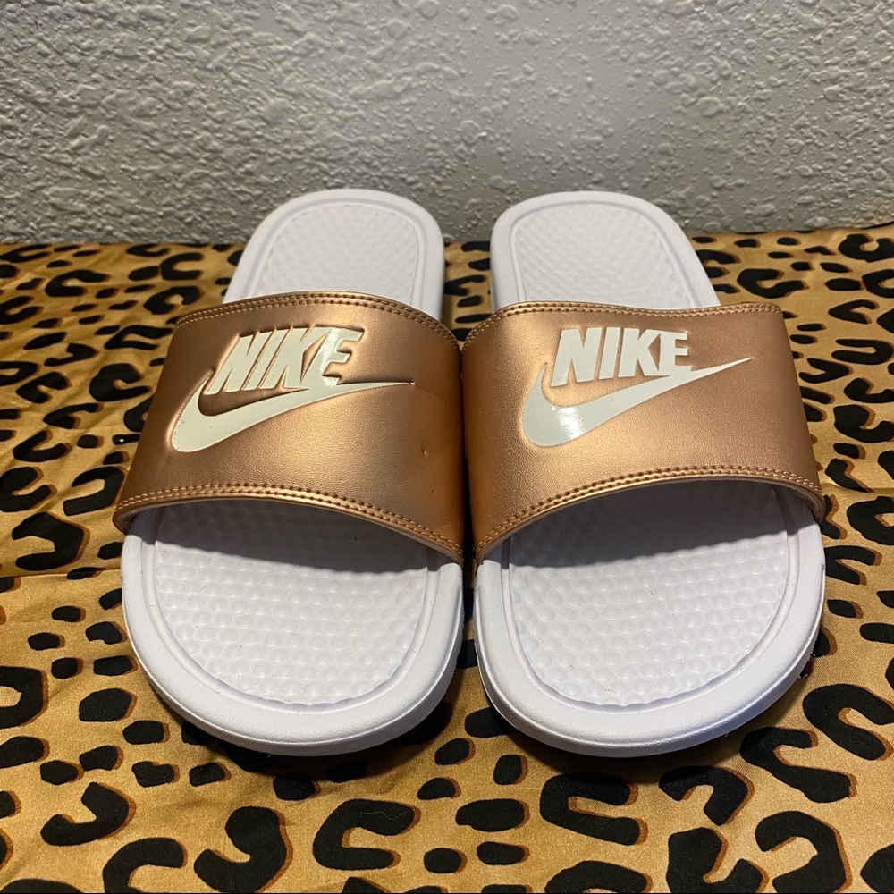 Nike slides - size 9 - rose gold